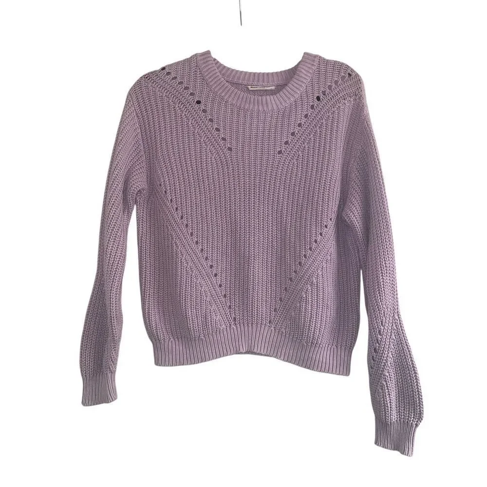 ✨Marine Layer Ramona Pointelle Accent Cotton Crewneck Purple Sz Small Sweater✨